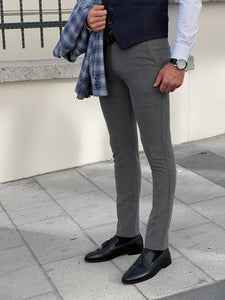 Efe Slim Fit High Quality Grey Patterned Skinny Pants