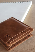 Load image into Gallery viewer, Sardinelli Hidden Card Section Tan Leather Wallet
