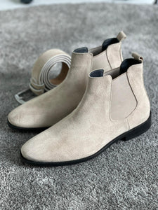 Efe Injected Leather Suede Beige Boots