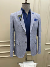 Load image into Gallery viewer, Brad Slim Fit Dot Detailed Blue Blazer Only
