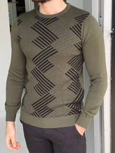 Load image into Gallery viewer, Carson Slim Fit Khaki Patterned Sweater
