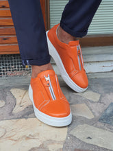 Load image into Gallery viewer, Chase Sardinelli Eva Sole Orange Zippered Leather Shoes
