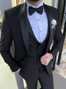 Luxe Slim Fit Black Wool Tuxedo (Groom Collection)