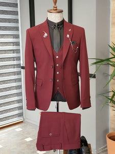 Ralph Slim Fit Bi-Stretch Claret Red Suit