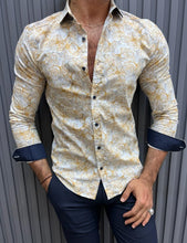 Load image into Gallery viewer, Noah Slim Fit Beige Patterned Shirt
