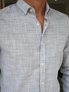 Lucas Slim Fit Grey Linen Shirt