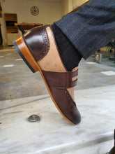 Load image into Gallery viewer, Kyle Buckle Detailed Brown Beige Leather Loafer
