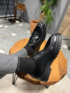 Nate Eva Sole Genuine Leather Croc Black Shoes