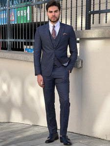 Fred Slim Fit High Quality Woolen Navy Suit