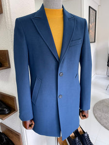 Brett Slim Fit Woolen Indigo Winter Coat