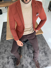 Load image into Gallery viewer, Reese Super Slim/Skinny Fit Self Patterned Woolen Tile Blazer Only
