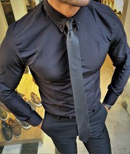 Verno Slim Fit Special Edition Black Shirt