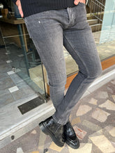 Load image into Gallery viewer, Nate Slim Fit Dark Grey Ripped Jeans
