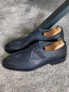 Brett Special Edition Buckled Navy Classic Leather Shoes