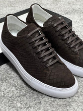 Load image into Gallery viewer, Louis Special Edition Rubber Sole Suede Print Leather Brown Sneakers
