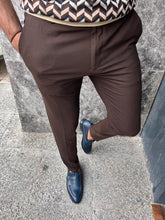 Load image into Gallery viewer, Noah Slim Fit Brown Trousers
