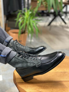 Grant Genuine Black Leather Suede Boots
