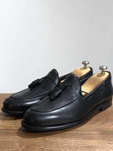 Tasseled Leather Black Loafers