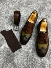 Load image into Gallery viewer, Madison Brown &amp; Khaki Neolite Sole Tasseled Loafer
