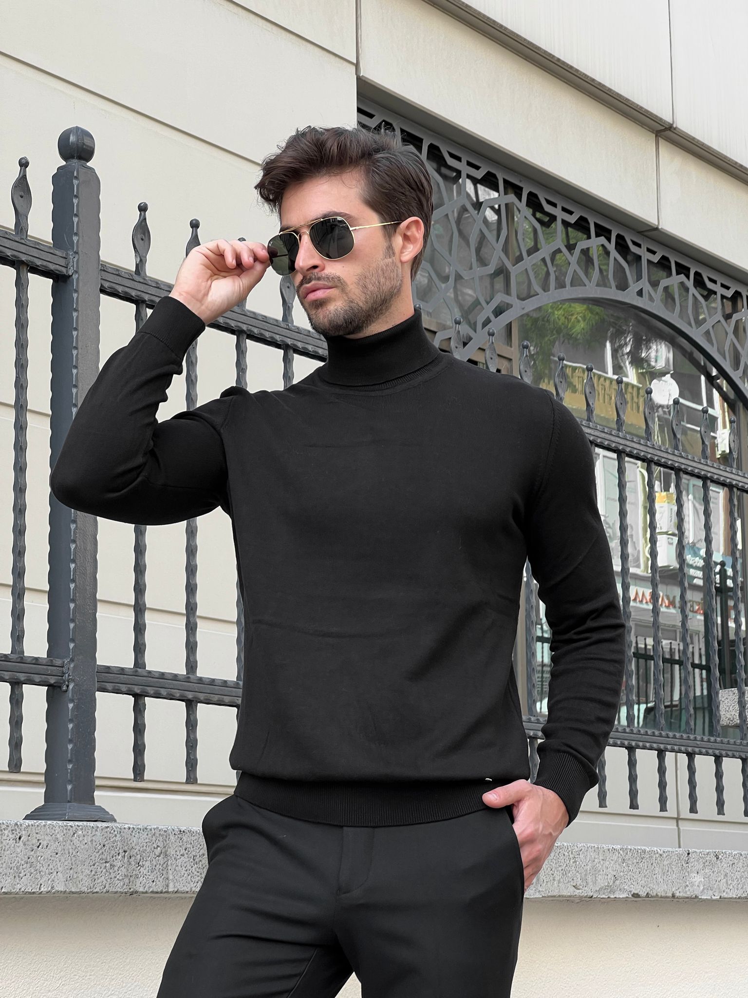 Naze Slim Fit Black Turtleneck Sweater – MCR TAILOR