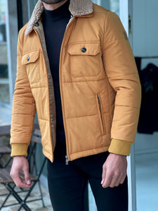 Cameron Slim Fit Yellow Fur Winter Coat