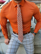 Load image into Gallery viewer, Shleton Orange Sardinelli Slim Fit Custom Shirt
