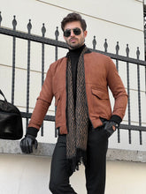 Load image into Gallery viewer, Naze Slim Fit Suede Camel Leather Coat
