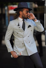 Load image into Gallery viewer, Thread Slim Fit Grey Double Breasted Blazer
