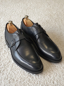Ross Sardinelli Rubbe Sole Single Buckled Black Leather Shoes