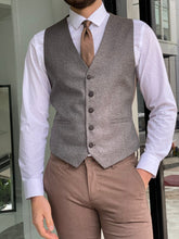 Load image into Gallery viewer, Carson Private Collection Slim Fit Woolen Beige Vest
