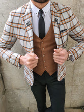 Load image into Gallery viewer, Genova Slim Fit Camel Plaid Suit
