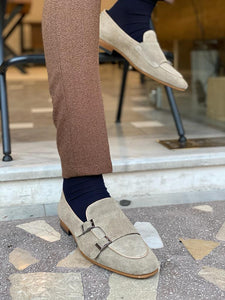 Clover Double Buckled Suede Beige Shoes