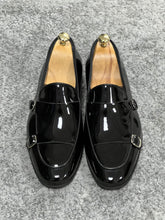 Load image into Gallery viewer, Louis Special Edition Neolite Sole Double Monk Shiney Leather Black Shoes
