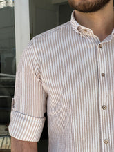 Load image into Gallery viewer, Fred Slim Fit Beige Striped Cotton Shirt
