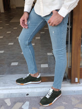 Load image into Gallery viewer, Lucas Slim Fit Special Edition Blue &amp; Khaki Ripped Jeans
