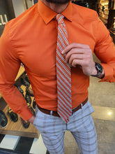 Load image into Gallery viewer, Shleton Orange Sardinelli Slim Fit Custom Shirt
