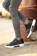 Load image into Gallery viewer, Ash Croc Detailed Eva Sole Black Sneakers
