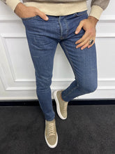 Load image into Gallery viewer, Leon Slim Fit Ripped Detailed Blue Jeans
