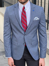 Load image into Gallery viewer, Ben Slim Fit High Quality Plaid Blue Cotton Blazer
