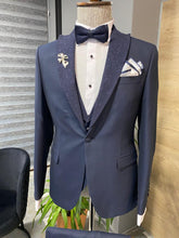 Load image into Gallery viewer, Grant Slim Fit Mono Collared Blue Tuxedo
