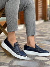 Load image into Gallery viewer, Morrison Double Buckled Eva Sole Blue Casual Loafer
