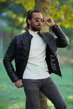 Load image into Gallery viewer, Thread Slim Fit Black Faux Leather Jacket
