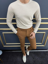 Load image into Gallery viewer, Evan Slim Fit Knitted Beige Turtleneck Sweater
