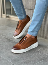 Load image into Gallery viewer, Benson Zippered Detail Eva Sole Camel Sneakers

